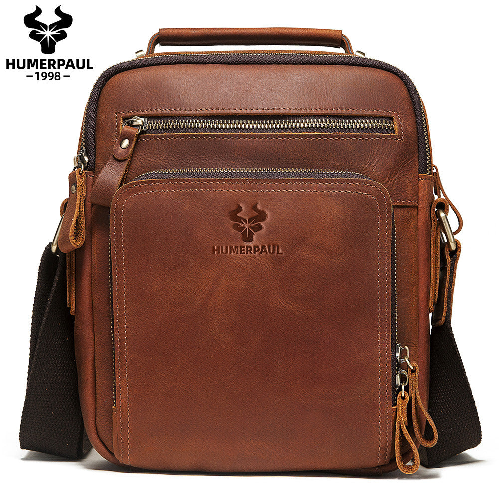 Men's Leather Crazy Horse Oil Wax Men's Messenger Bags