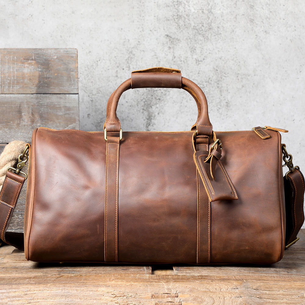 Men's Leather Large Capacity Classic Genuine Retro Travel Bags