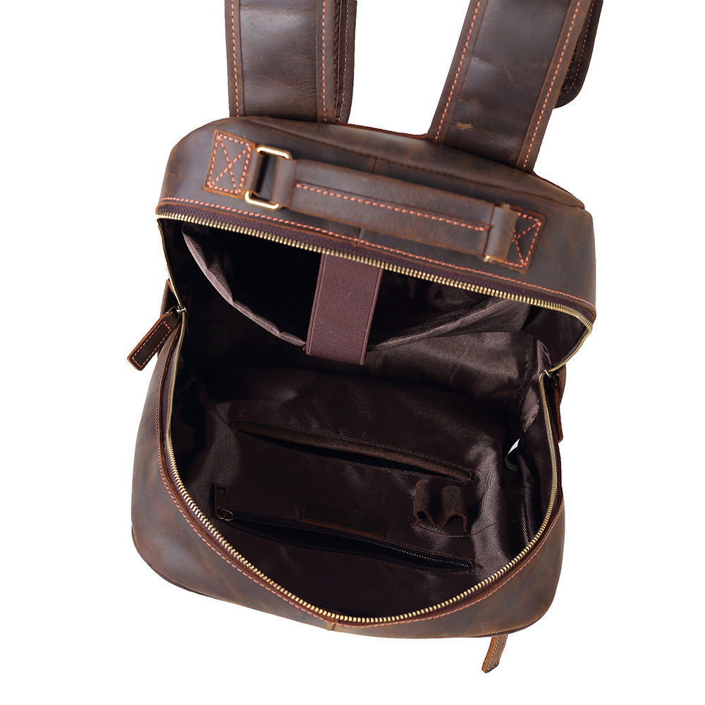 Men's Leather Vintage First Layer Cowhide Large Backpacks
