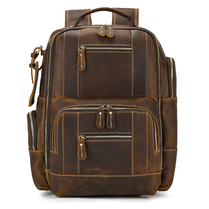 Men's Leather Retro Crazy Horse Large Capacity Backpacks