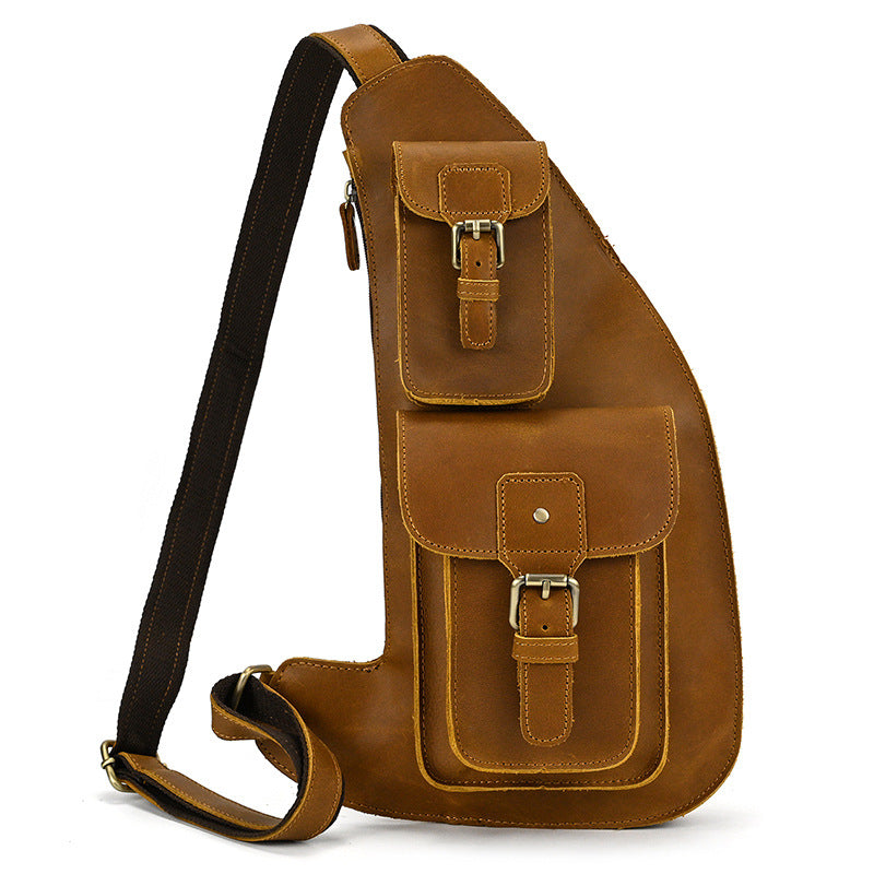 Men's Leather Crazy Horse Vintage Large Capacity Household Men's Chest Bags
