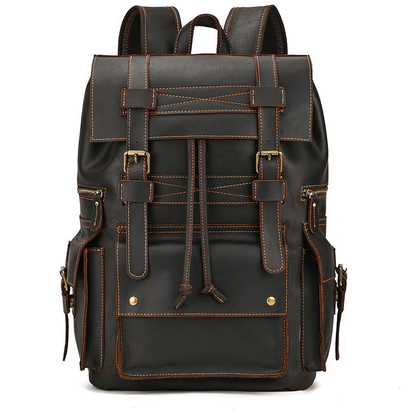 Men's Retro Crazy Horse Leather Business Computer Backpacks
