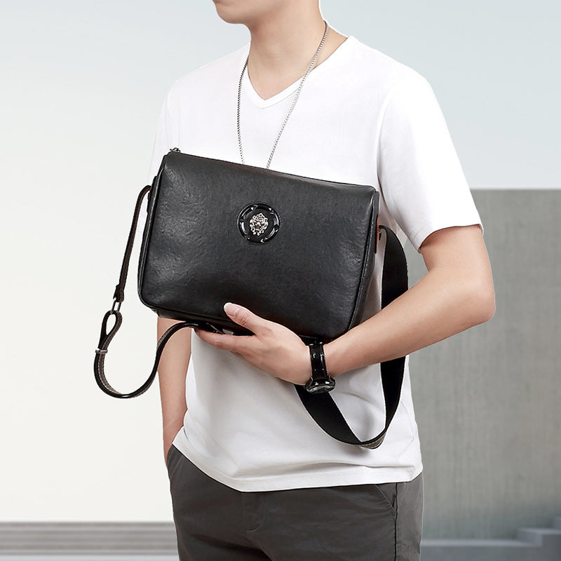 Men's Leather Horizontal Leisure First Layer Cowhide Men's Shoulder Bags