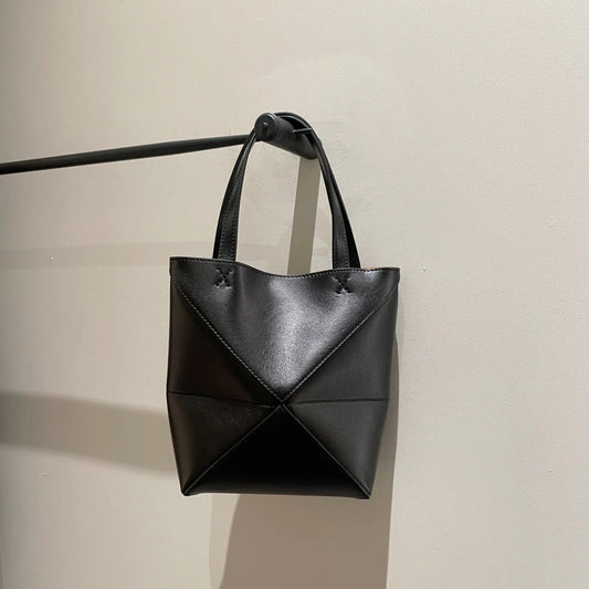 Niche Leather Folding Fashionable Large Capacity Tote Bags