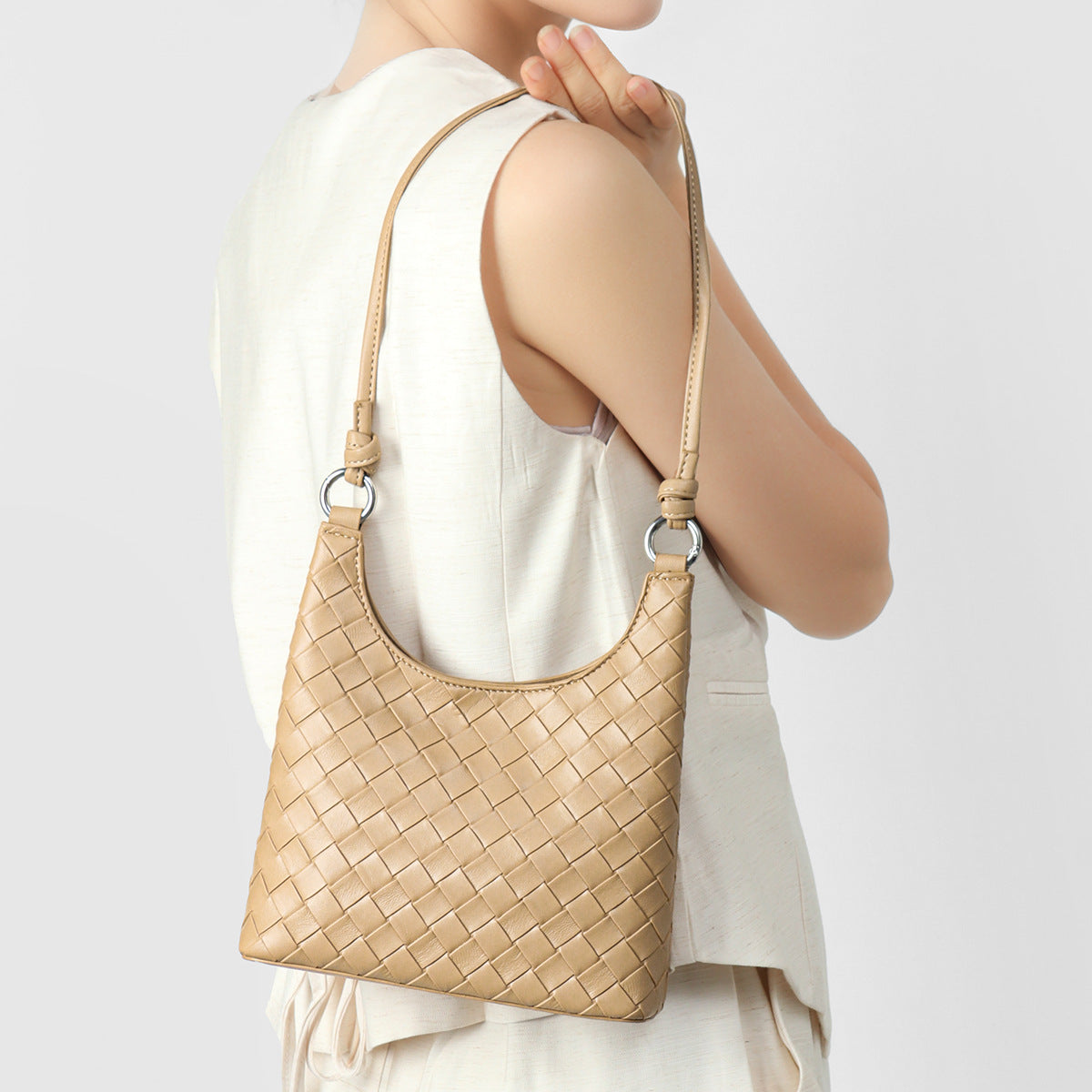 Leather Woven Shu Portable Vegetable Basket Shoulder Bags