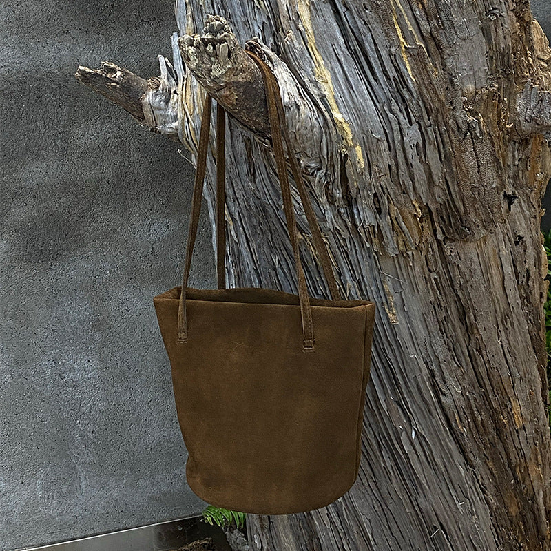 Women's Retro Genuine Leather Frosted Cowhide Commuter Armpit Bags