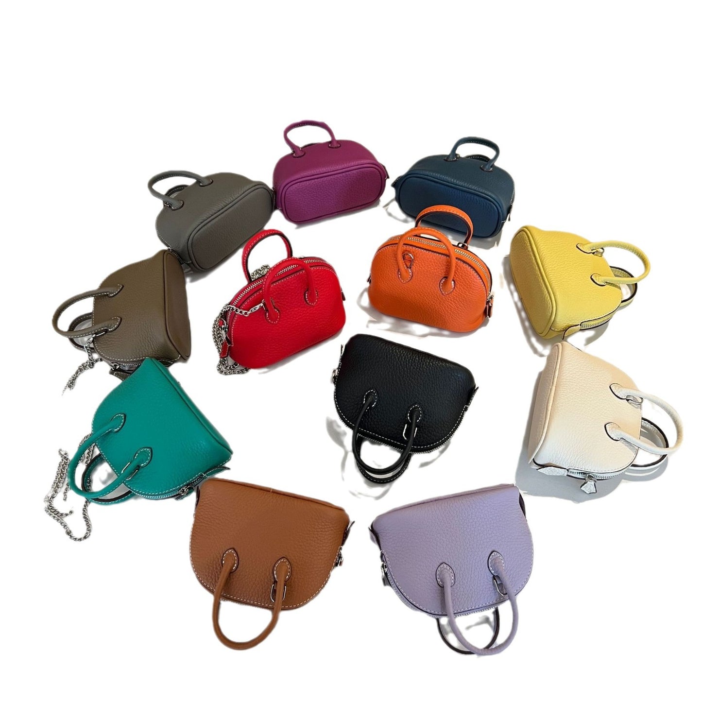 Women's Mini Shell First Layer Cowhide Bowling Genuine Bags