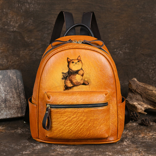 Women's Genuine Leather Retro Large Capacity Backpacks