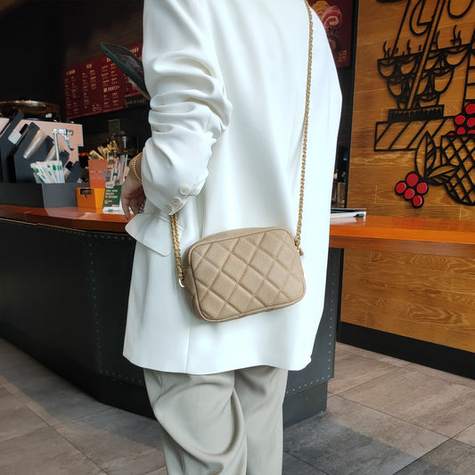 Women's Layer Cowhide Diamond Pattern Fashion Popular Crossbody Bags