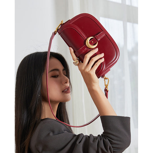 Women's Elegant Underarm Genuine Leather High-grade Design Small Square Bags