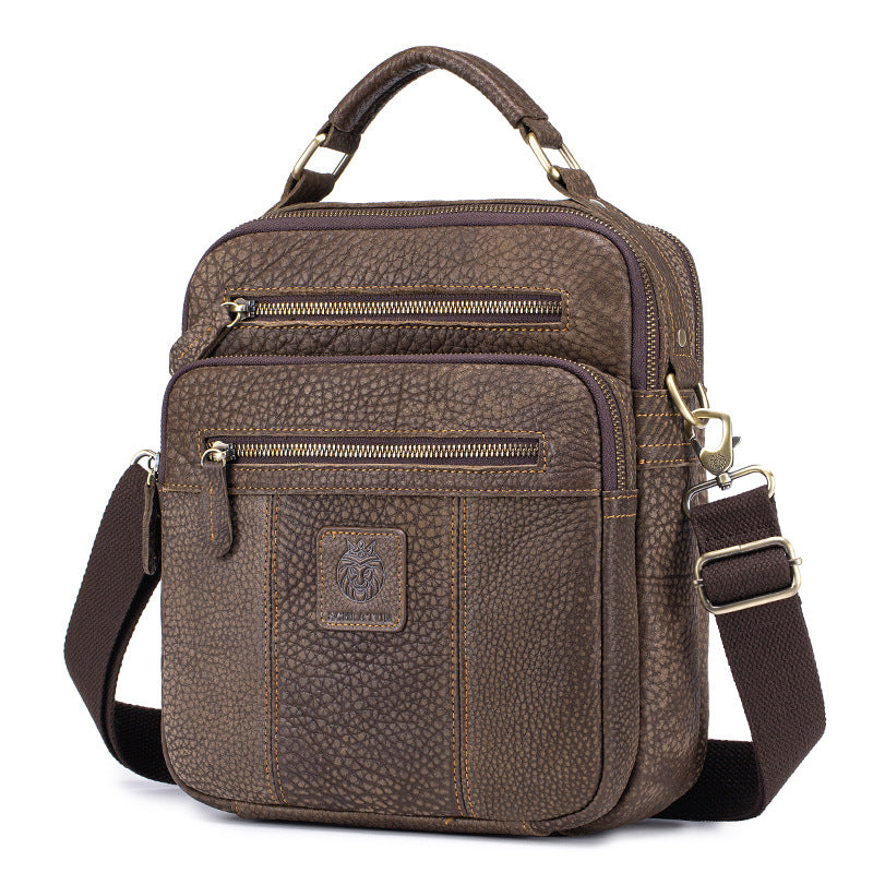 Men's Lion First Layer Cowhide Leather Vintage Men's Shoulder Bags
