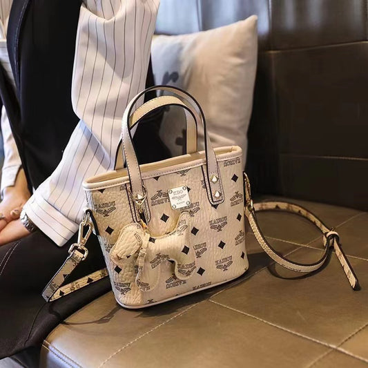 Women's Leather Home Vegetable Basket Fashionable Portable Crossbody Bags