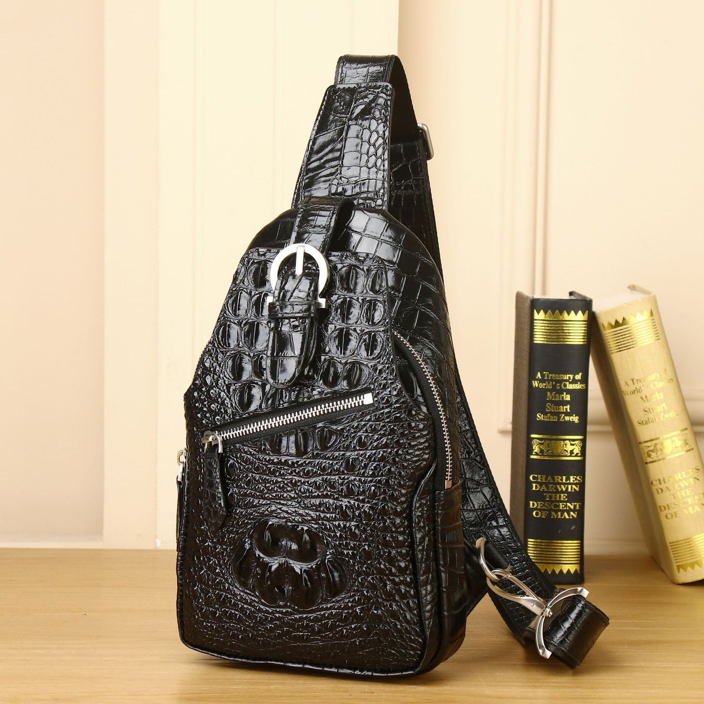 Men's Creative Crocodile Pattern Fashion Tide Men's Chest Bags