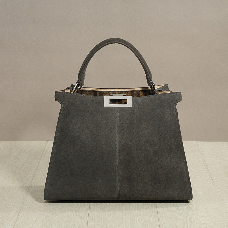 Women's Frosted Cowhide Portable Large Genuine Leather Shoulder Bags