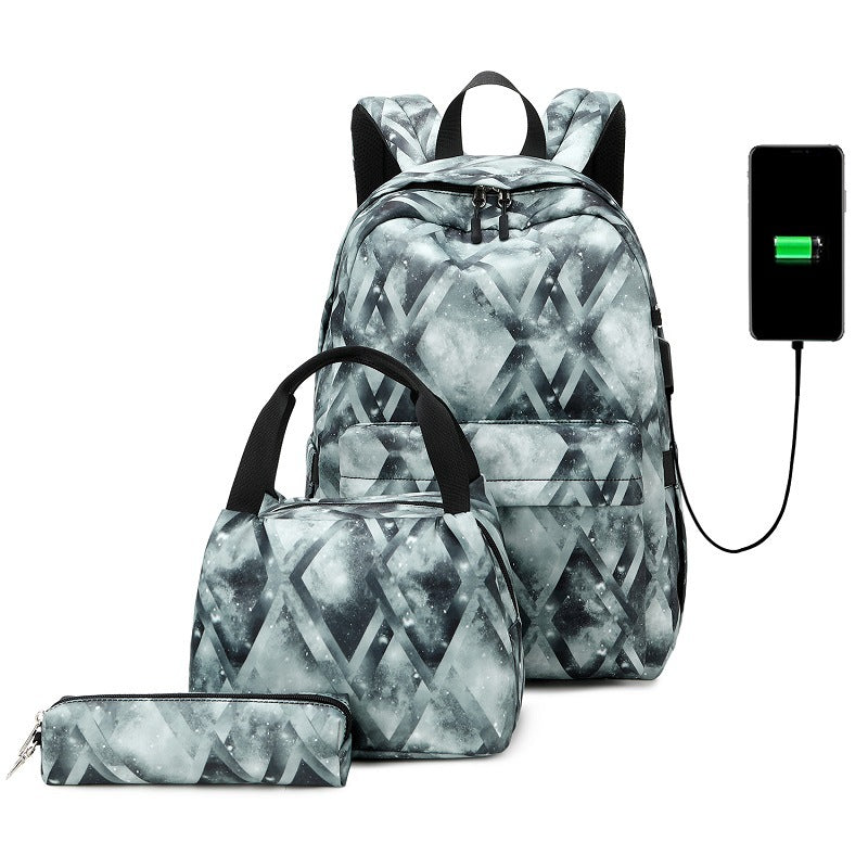 Women's Nordic Printed Three-piece Computer Mother Backpacks