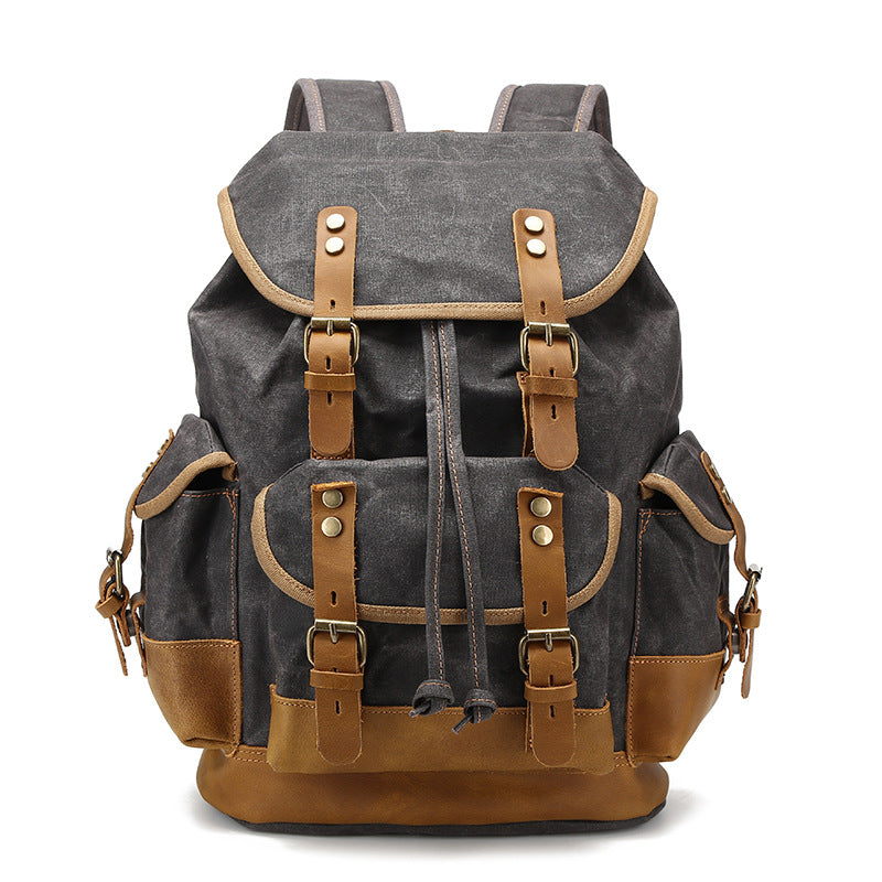 Retro Waterproof Oil Wax Canvas Large Backpacks