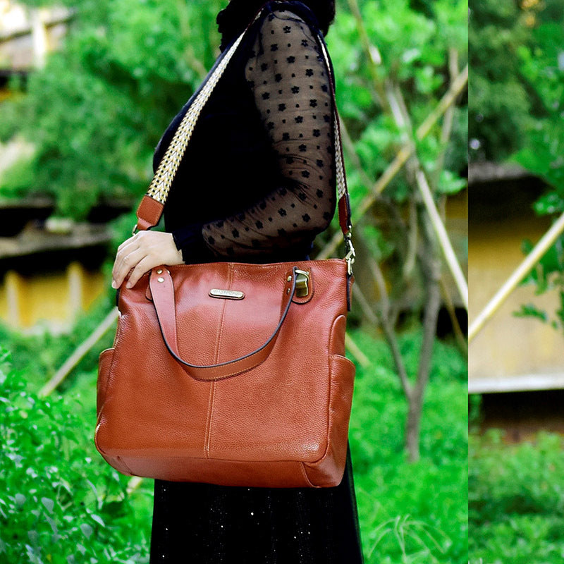 Women's Top Layer Cowhide Fashion Genuine Leather Tote Bags