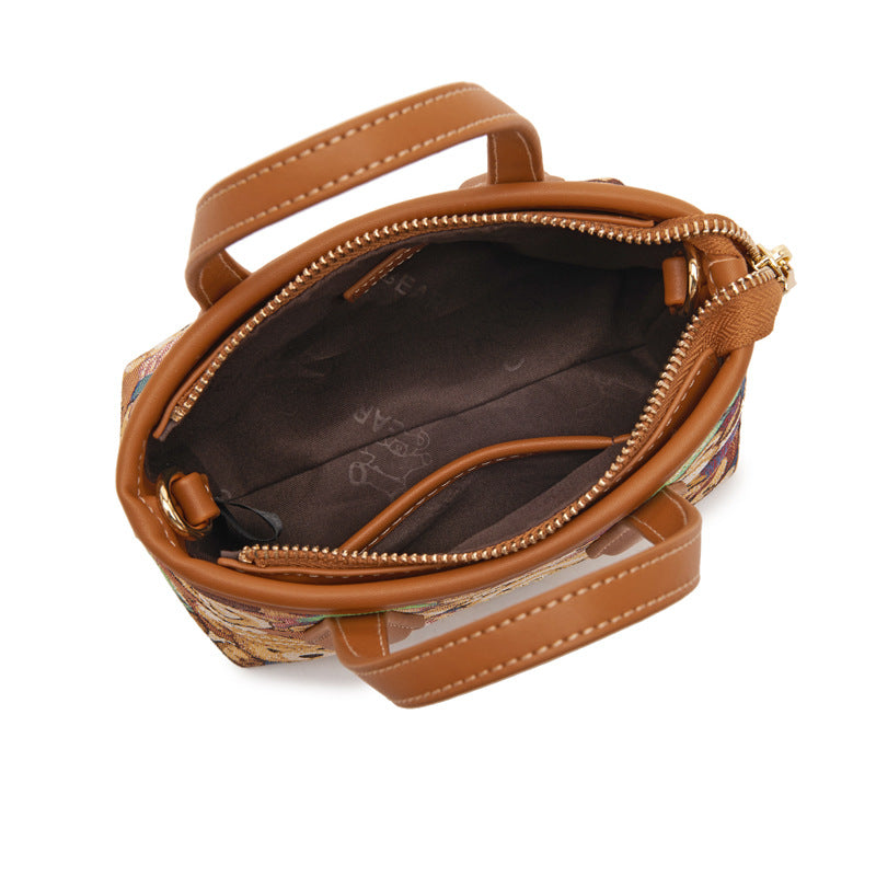 Women's Bear Attachment Portable Cute Jacquard Crossbody Bags