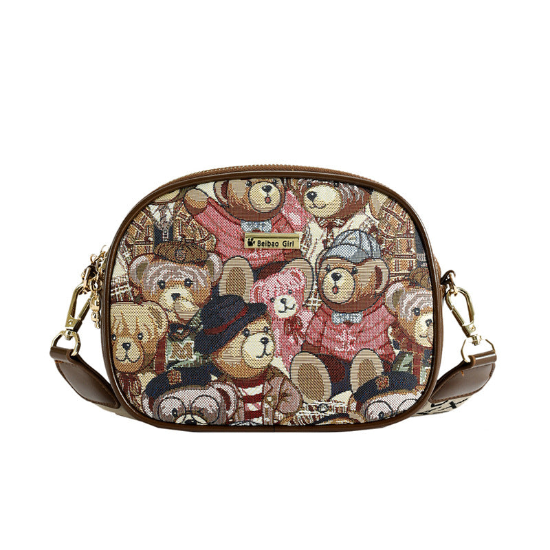 Women's Stylish Pretty Source Bear Canvas Crossbody Bags
