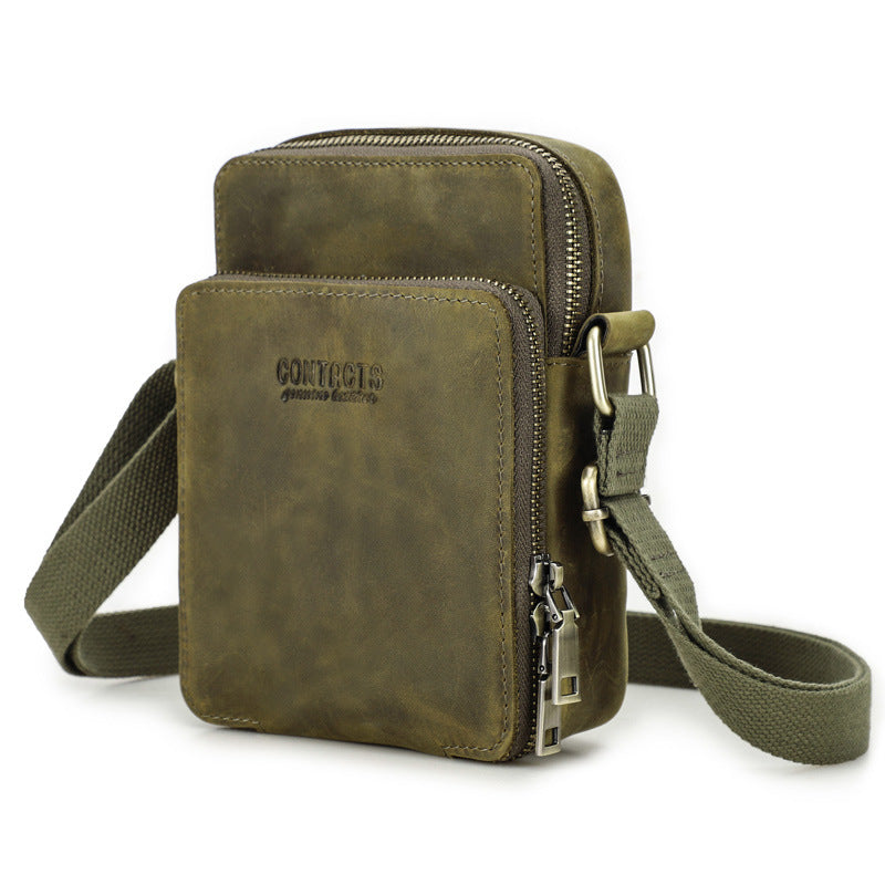 Men's Angel Retro Crazy Horse Milled Cowhide Men's Shoulder Bags