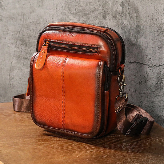 Men's Top Layer Oil Waxed Leather Cowhide Men's Messenger Bags