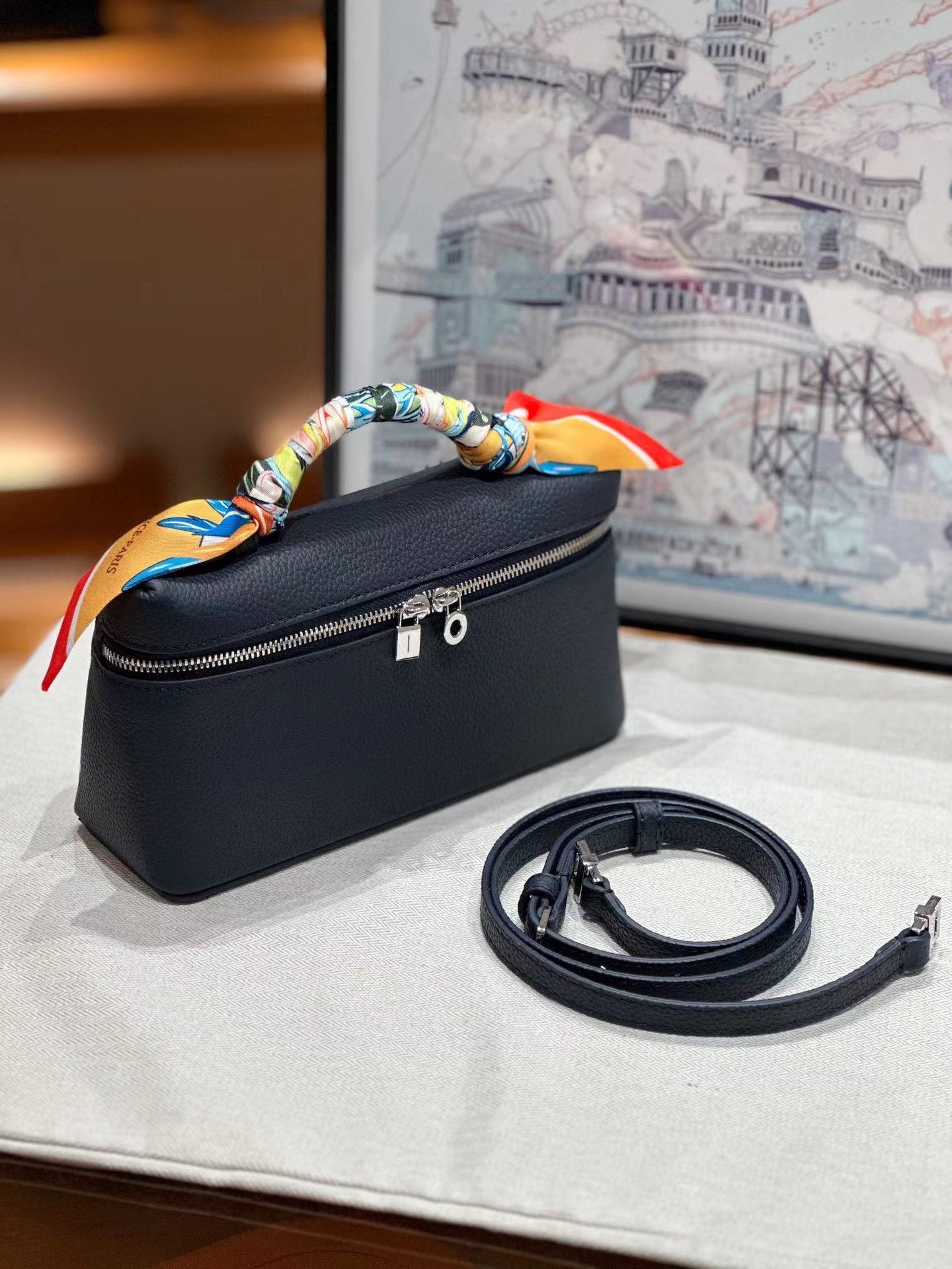 Women's Genuine Leather Lunch Box Kelly Lychee Pattern Shoulder Bags