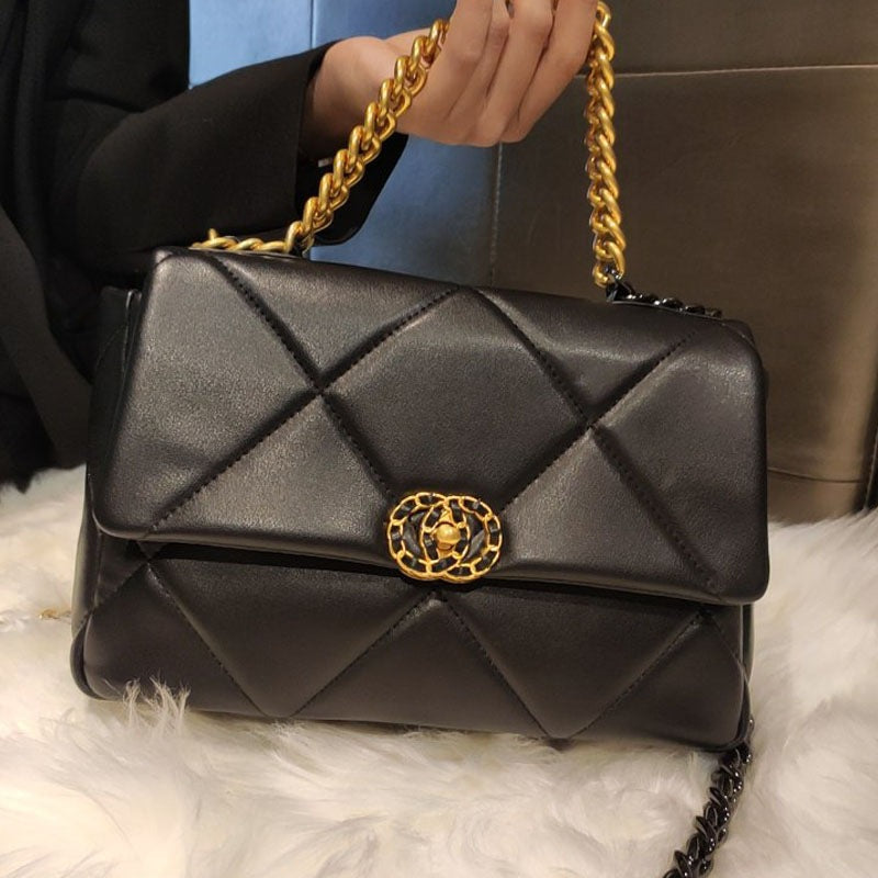 Women's Flap Diamond Pattern Big Soft Leather Bags