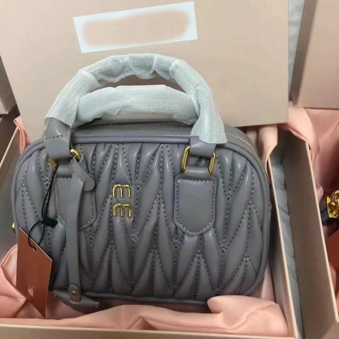 Women's Classic Miao Pleated Boston Bowling Versatile Bags