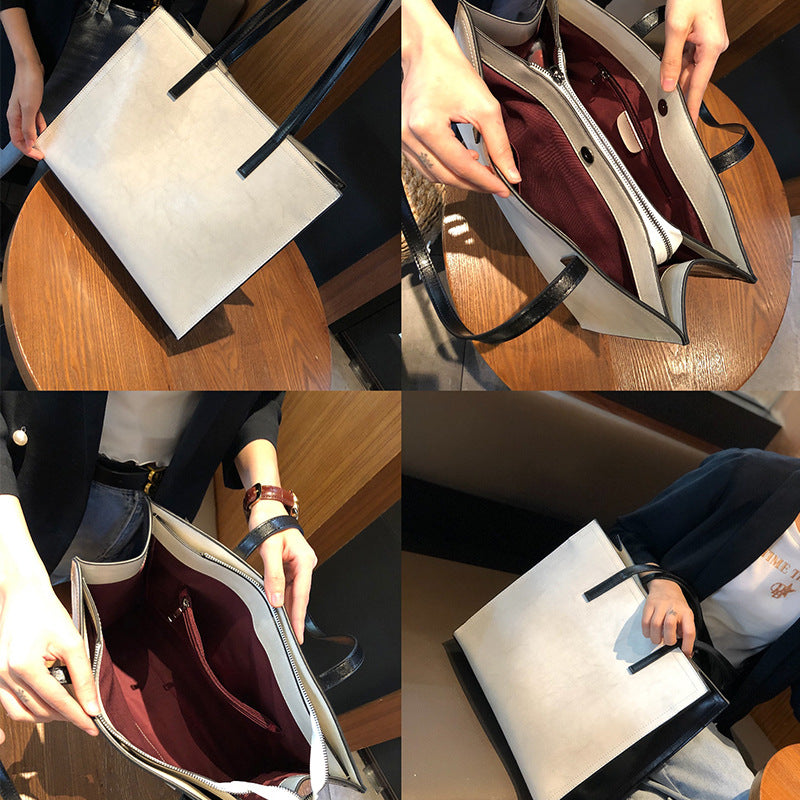 Women's Cowhide Big High-grade Retro Easy Matching Handbags