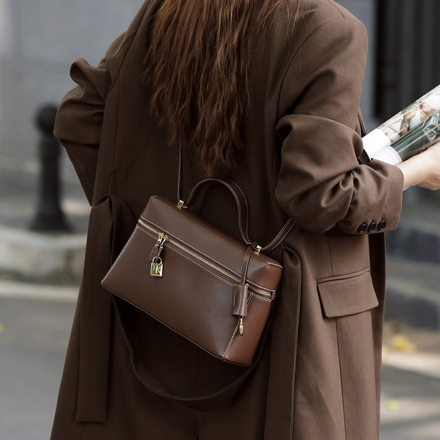 Elegant Commuter Summer Box Cattlehide Leather Bags