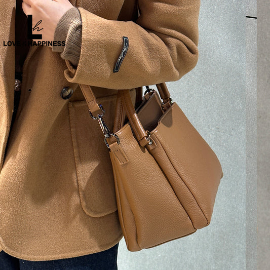 Retro First Layer Cowhide Classic Style Handbags