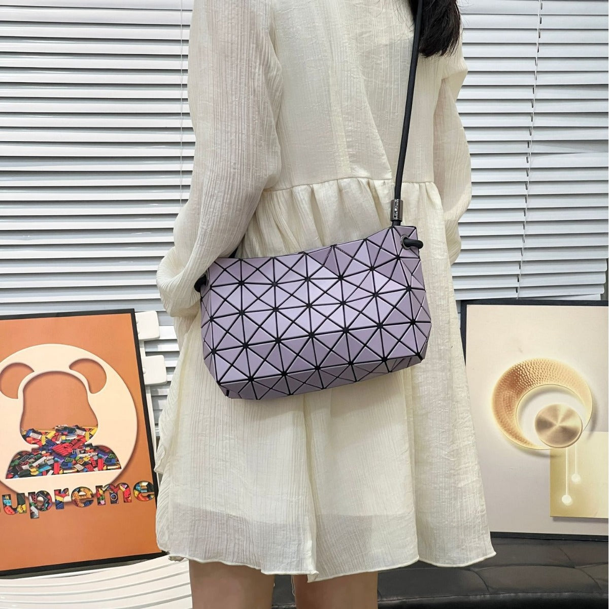 Women's Original Quality Geometric Pillow Drawstring Versatile Small Square Bags