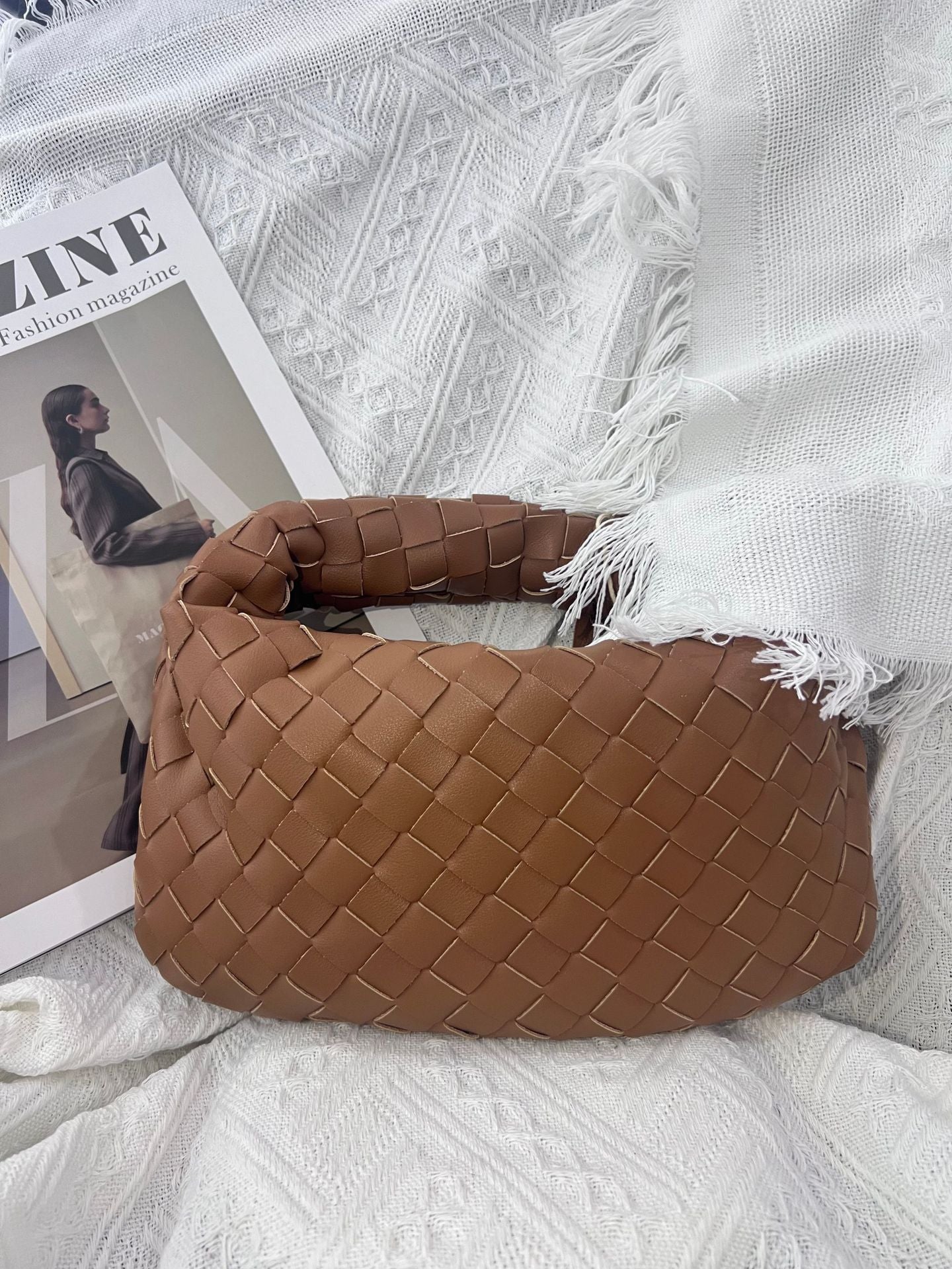 Women's Genuine Leather Hand-woven Cloud Soft Pleated Handbags