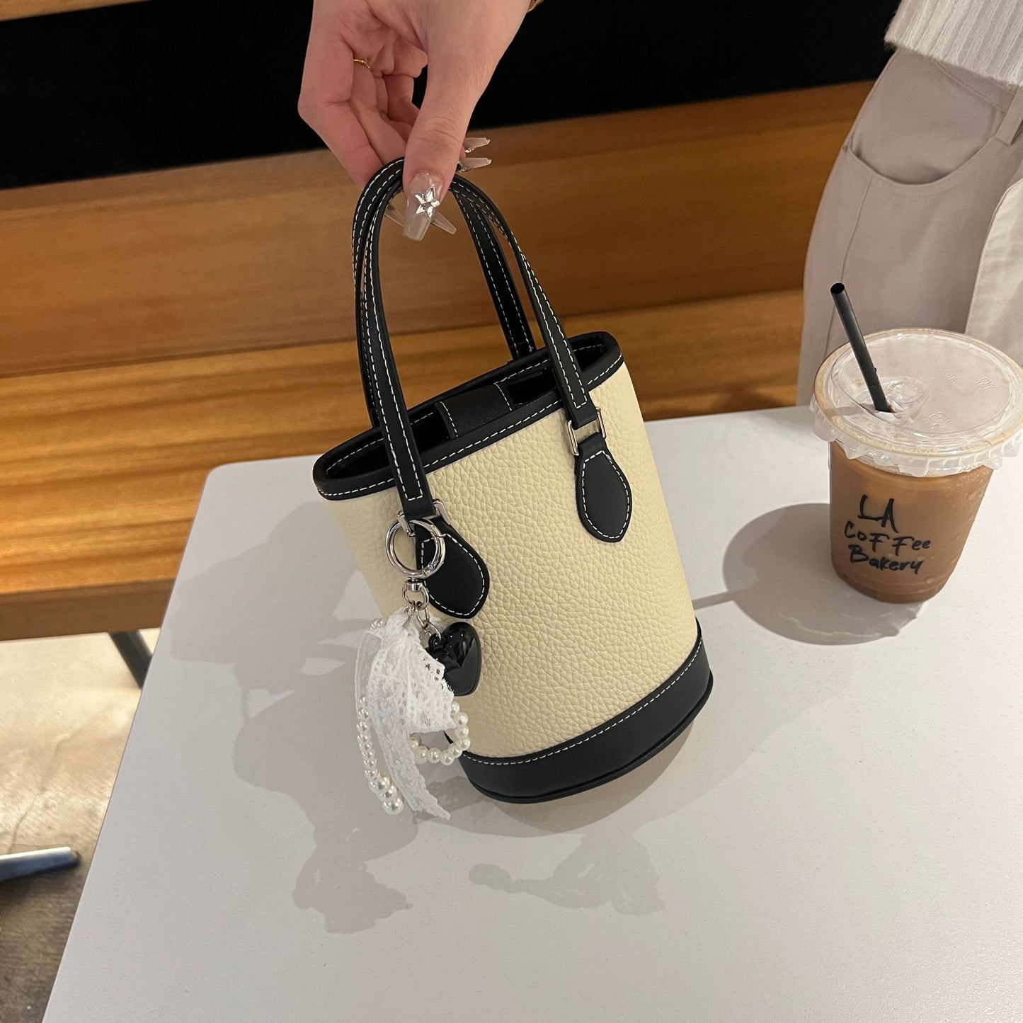 Female First Layer Leather Large Capacity Color Bucket Bags