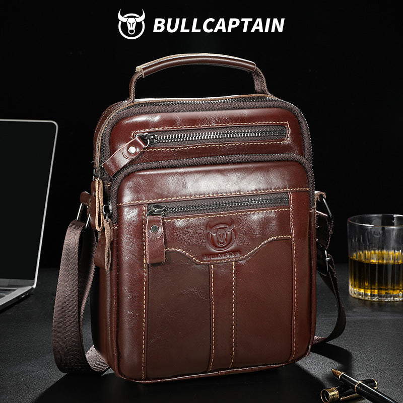 Men's Bull Captain First Layer Cowhide Large Men's Shoulder Bags