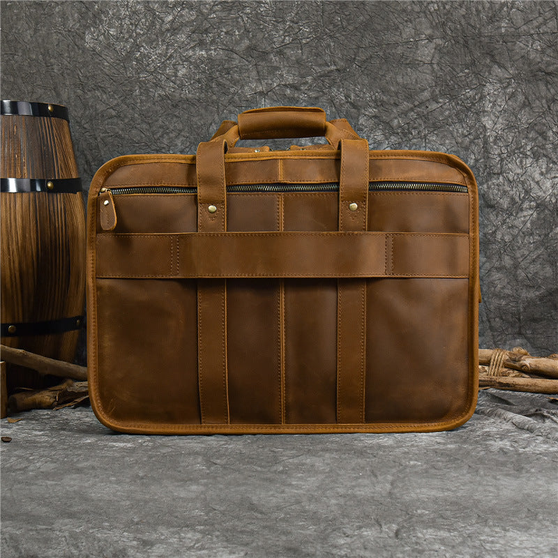 Men's Leather Crazy Horse Large Capacity For Men's Handbags