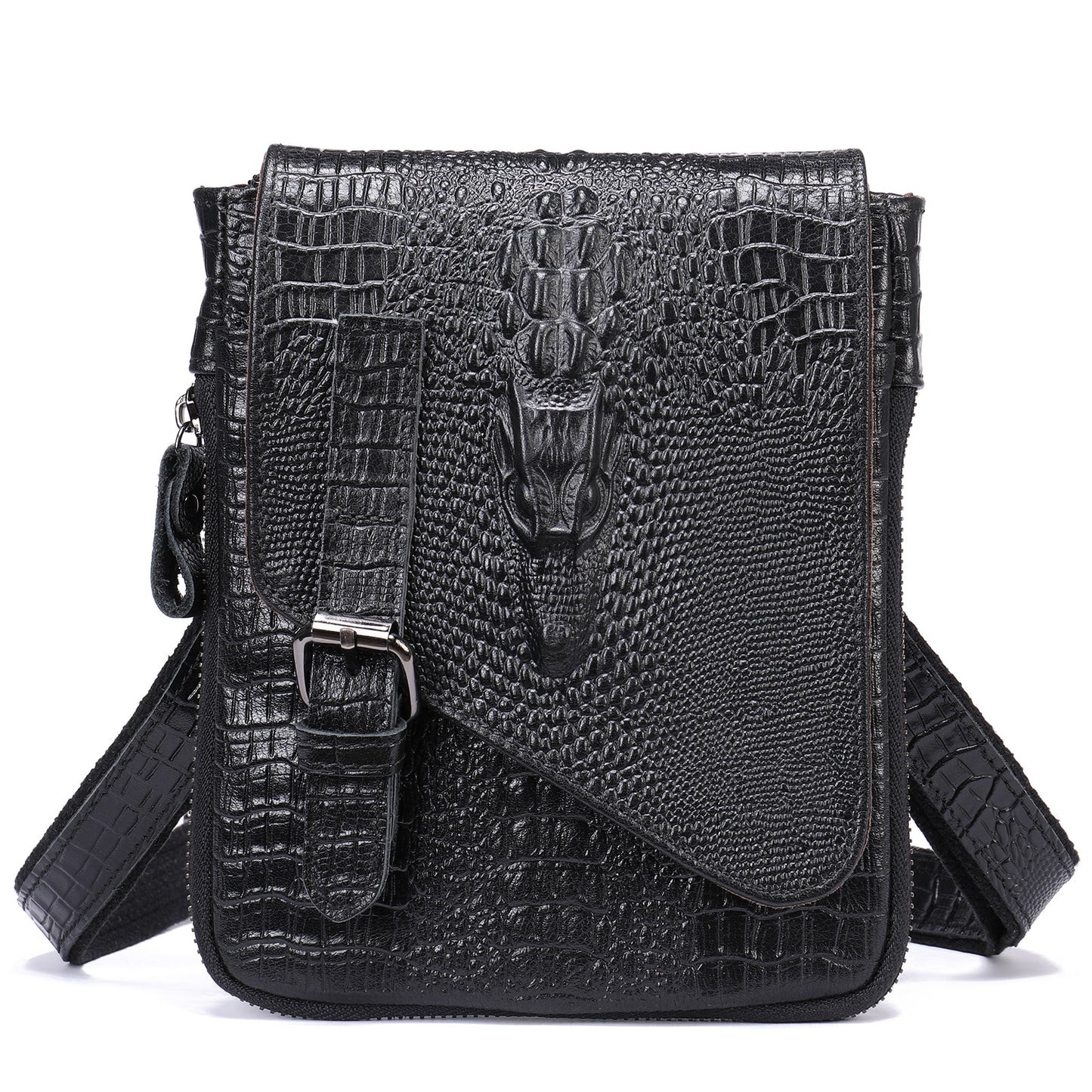Men's Crocodile Pattern Genuine Leather Wear Mobile Men's Messenger Bags