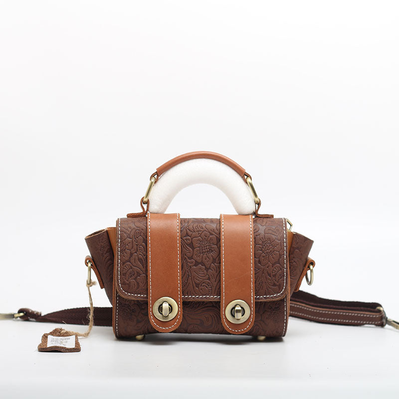 Women's Genuine Leather Fashionable Embossed Top Layer Handbags