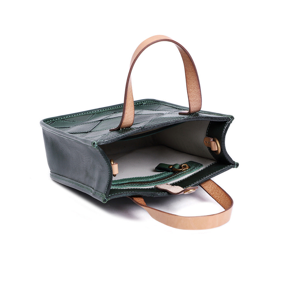 Women's Genuine Leather For Retro Patchwork Trendy Shoulder Bags