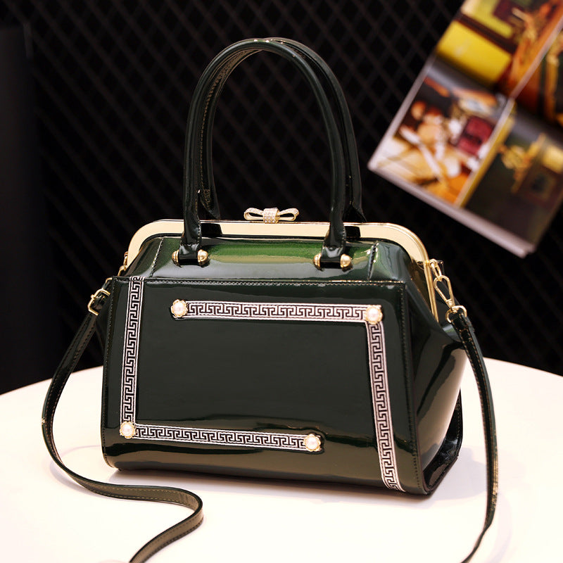 Women's Classic Bright Leather Large Capacity Handbags
