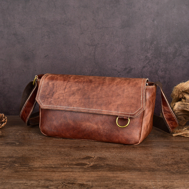 Men's Cool Vegetable Tanned Leather Retro Men's Messenger Bags