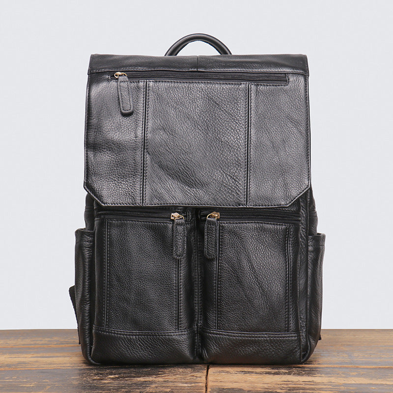 Men's Retro Fashion Leather Frosted Cowhide Large Backpacks