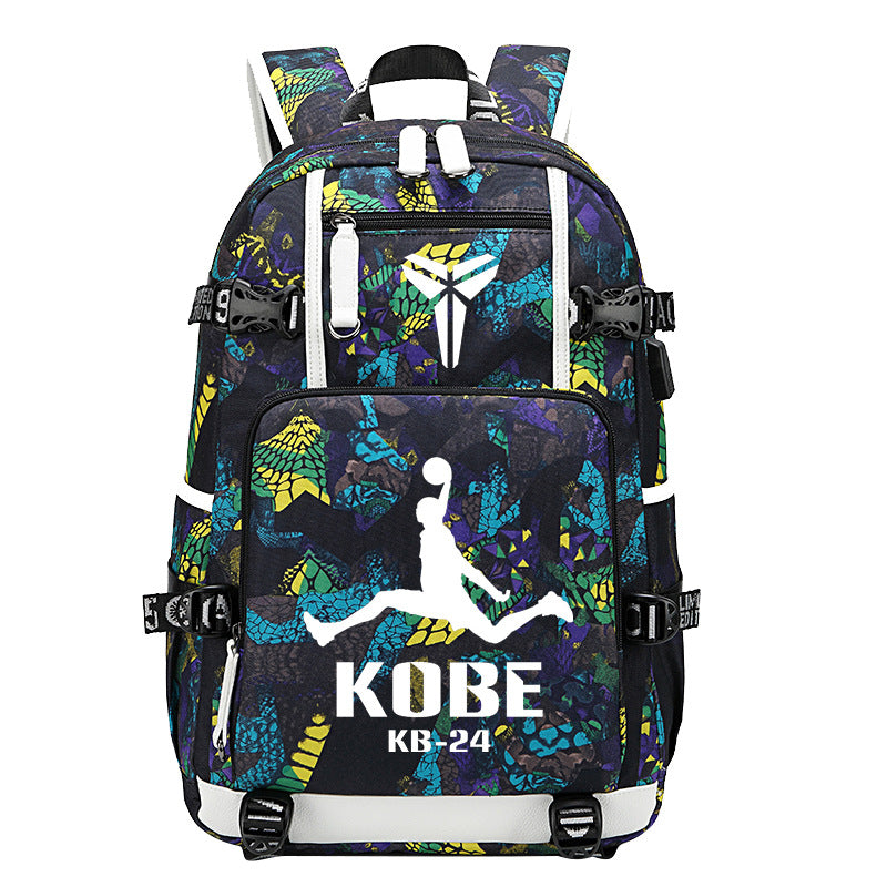Men's Black Mamba Basketball Thermal Transfer Printing Backpacks