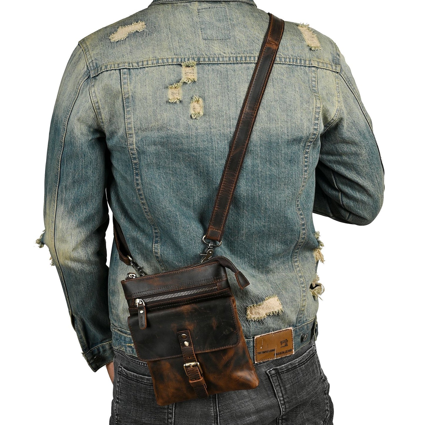Men's Layer Oil Wax Skin Cowhide Retro Men's Chest Bags