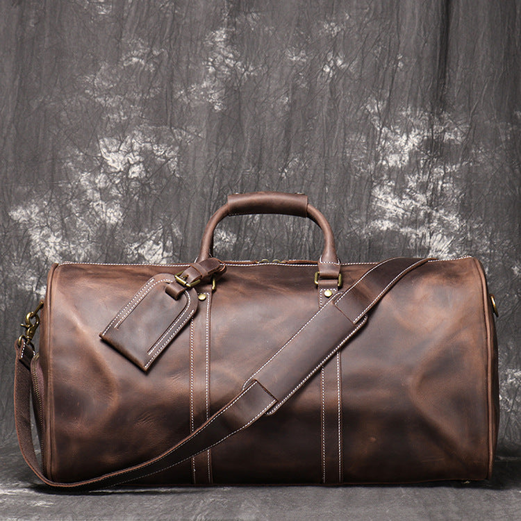 Women's & Men's & Retro Genuine Leather Portable Crazy Travel Bags