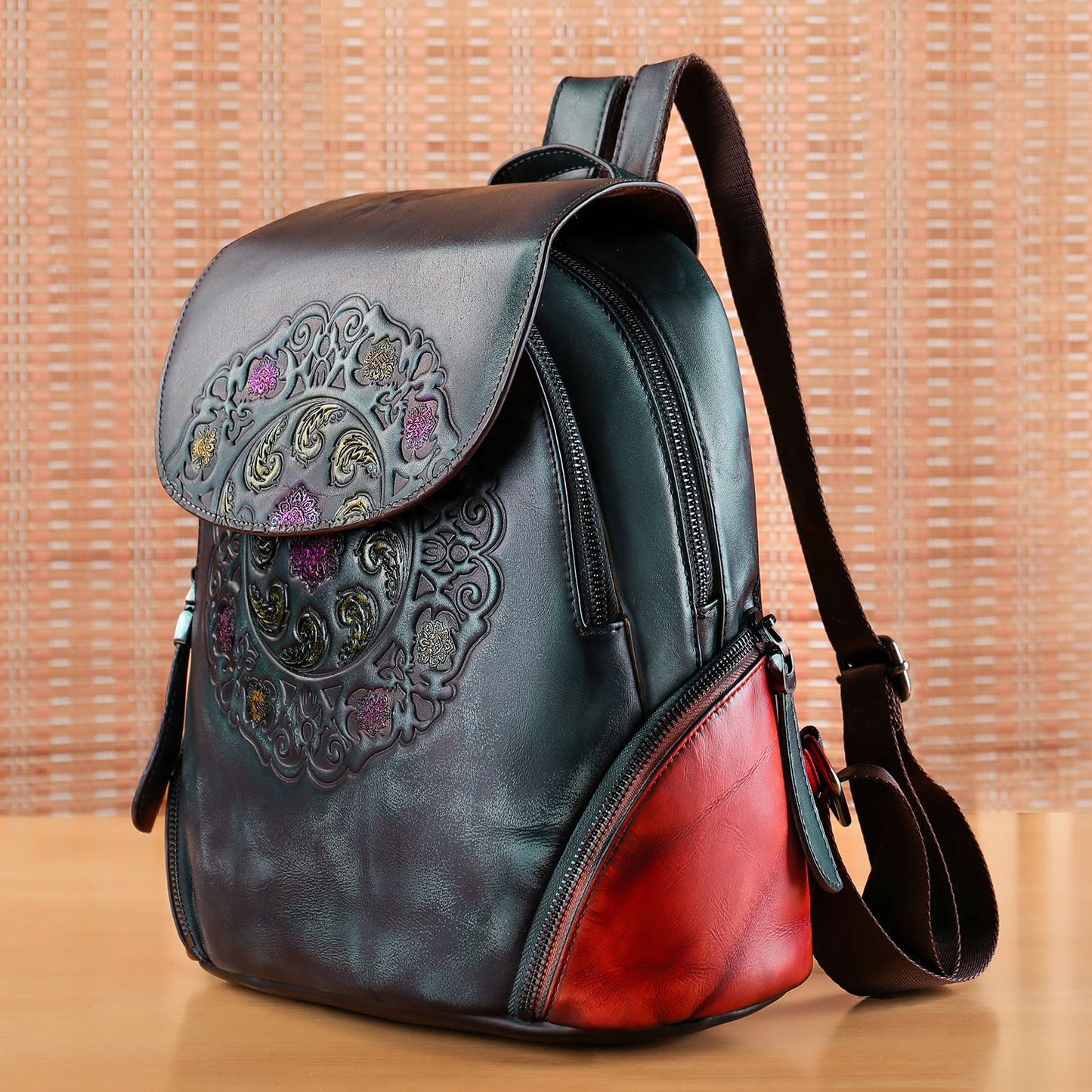 Women's Leather Ethnic Style Retro Hand-rub Color First Backpacks