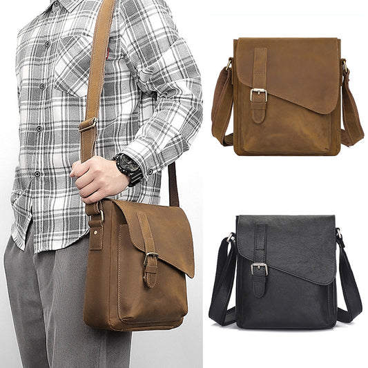 Men's First Layer Cowhide Crazy Horse Leather Men's Messenger Bags