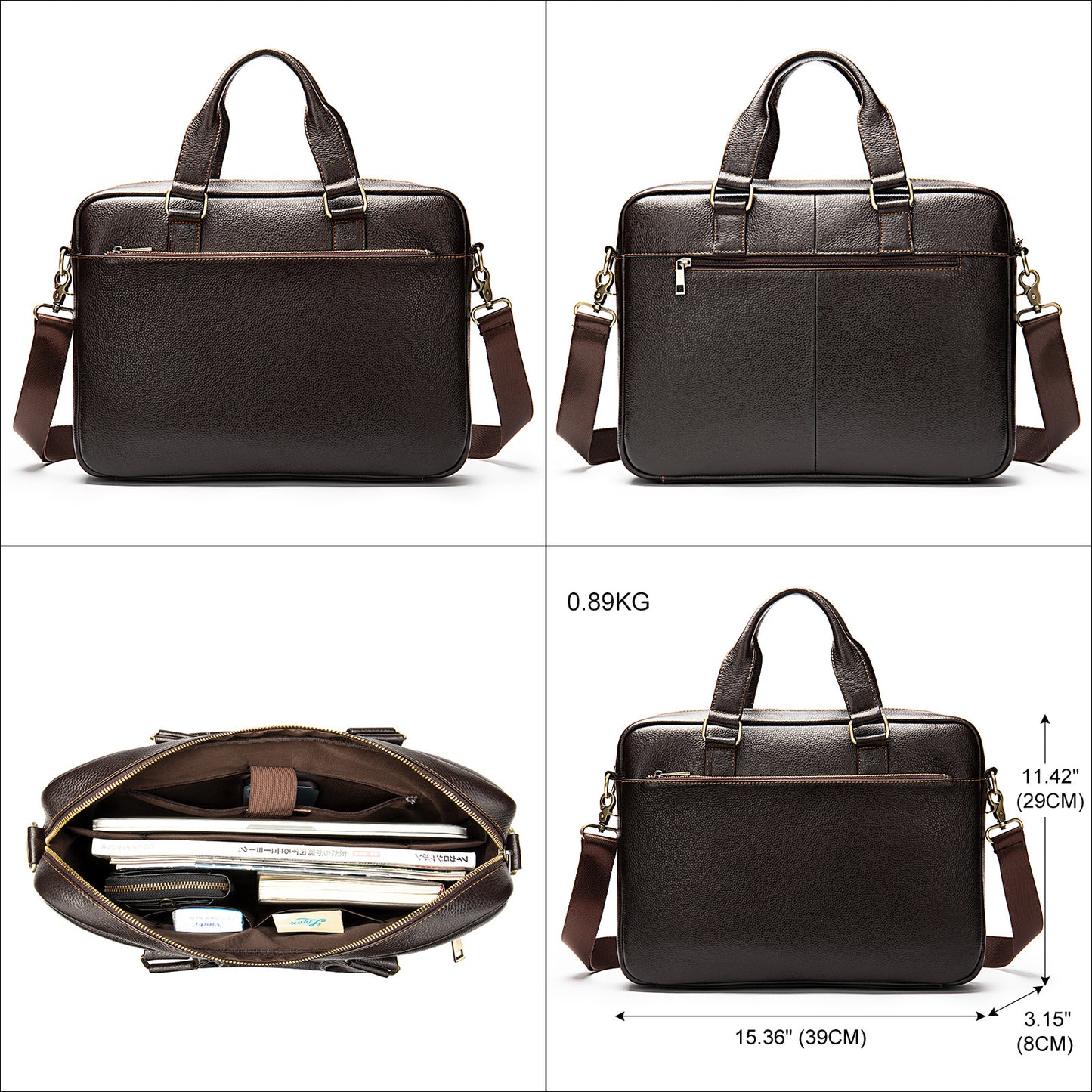 Men's Genuine Leather Horizontal File Cowhide Business Men's Briefcases