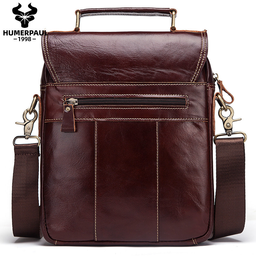 Men's Versatile Slouchy Leather Business Cowhide Men's Shoulder Bags