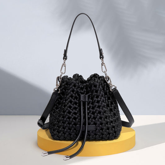 Silk Woven Fashion Trendy High-grade Versatile Bucket Bags